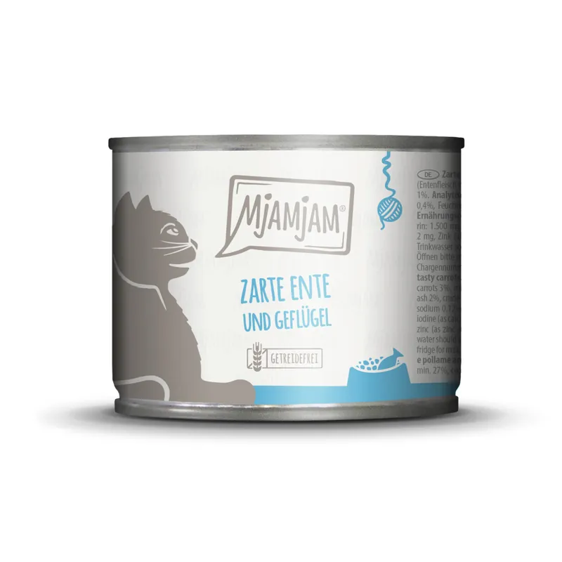 Günstig Sparpaket 6 x 200 g Mjamjam Zarte Ente und Geflügel an Möhrchen Katzen Nassfutter